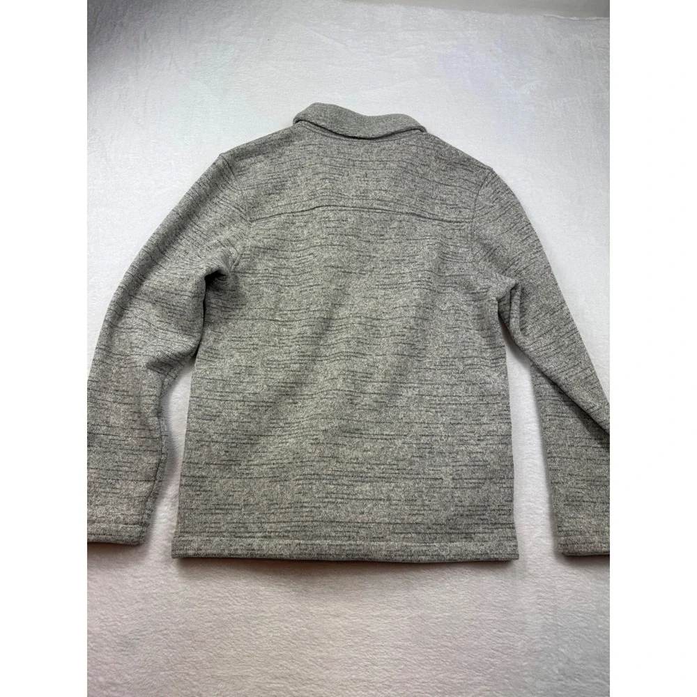 Prana Polartec Fleece Pullover Men Large Grey Heathered Button Mock Neck Sweater
